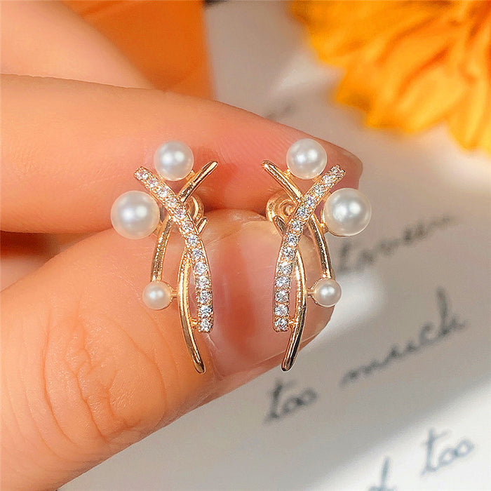 Imitation pearl earrings tassel earrings retro earrings for women