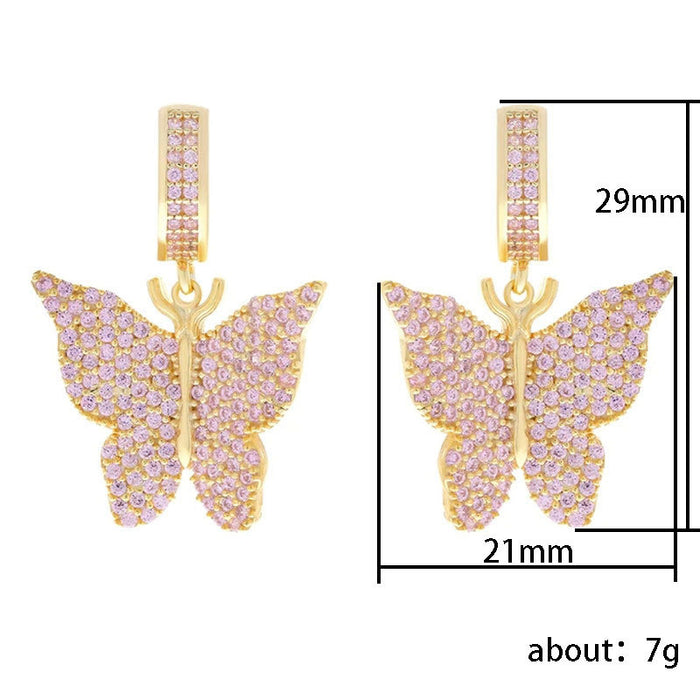 Pendientes de mariposa con microincrustaciones de cobre, ligeros, lujosos y versátiles