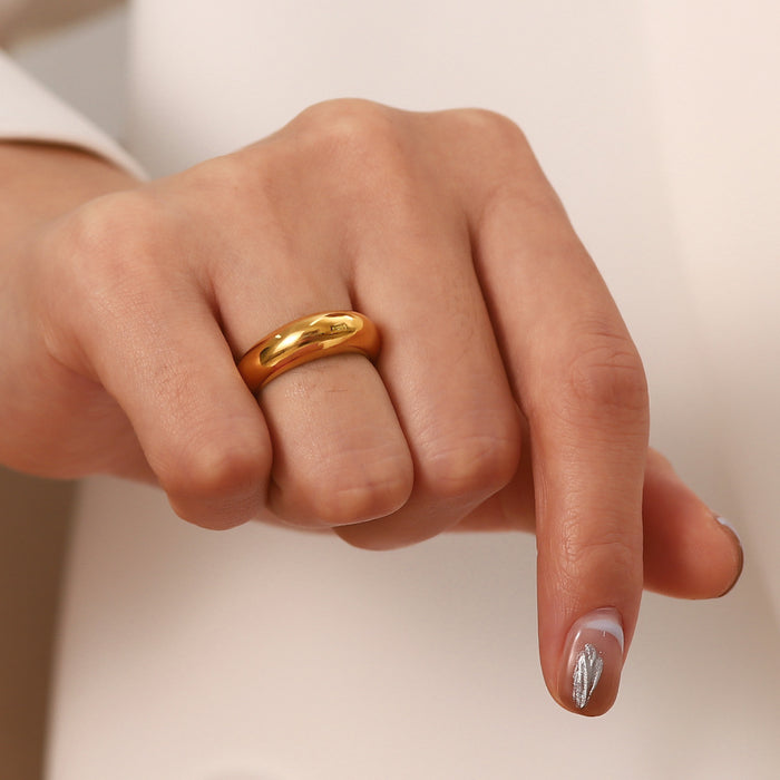 Vintage 18K Gold Plated Stainless Steel Ring with Unique Texture