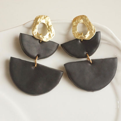 Trendy Geometric Half-Moon Metal Clay Earrings - DIY Inspired Modern Jewelry