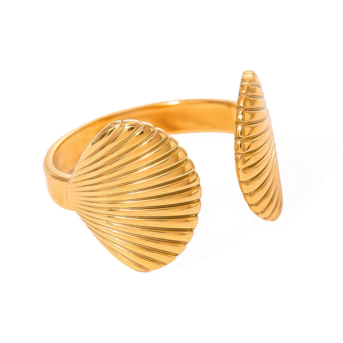 18K Gold Stainless Steel Geometric Ring with Serpent Design