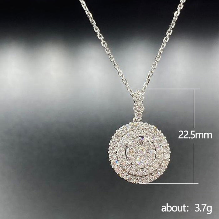 Creative hollow multi-layered ring pendant necklace, full diamond zircon clavicle chain