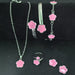 Wholesale 5-piece set of five-petal flower necklace, bracelet, bangle, earrings, and ring - wallojewerly 