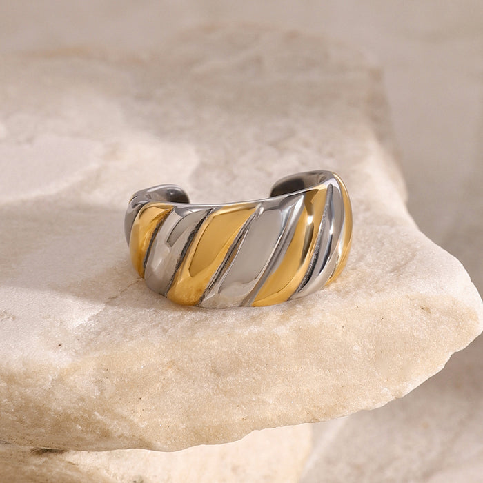 Stainless steel contrast color open ring