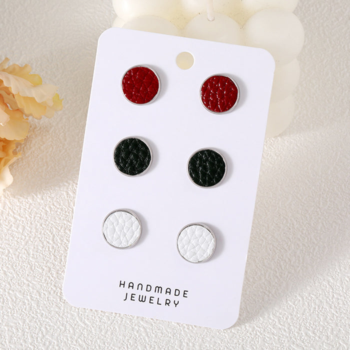 Christmas Glitter Leather Stud Earrings with Unique Holiday Design