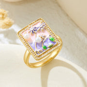 Wholesale copper micro-inlaid enamel painted drip flower open ring - wallojewerly 