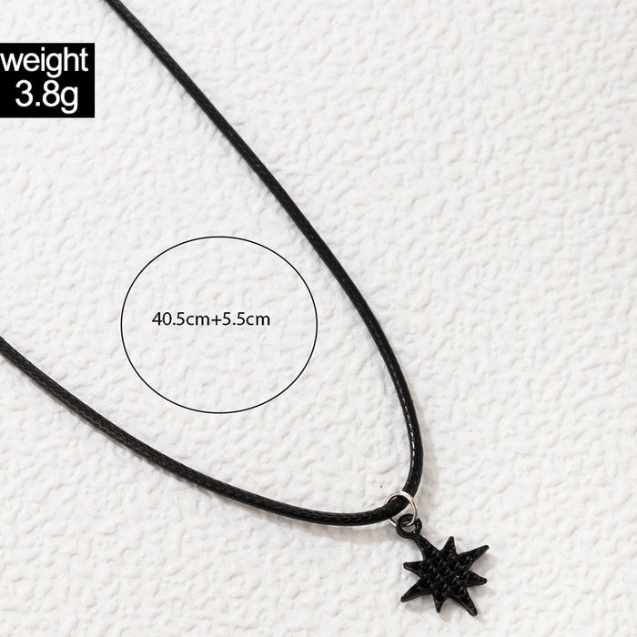 Black Star Pendant Choker Necklace - Stylish Minimalist Star Chain for Women