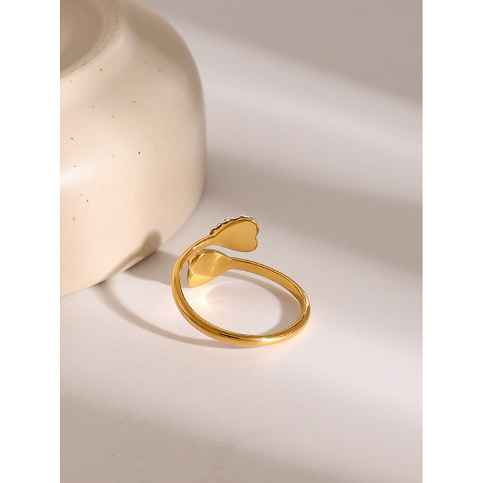 Minimalist 18K Gold Plated Stainless Steel Ring with Hollow Patterns