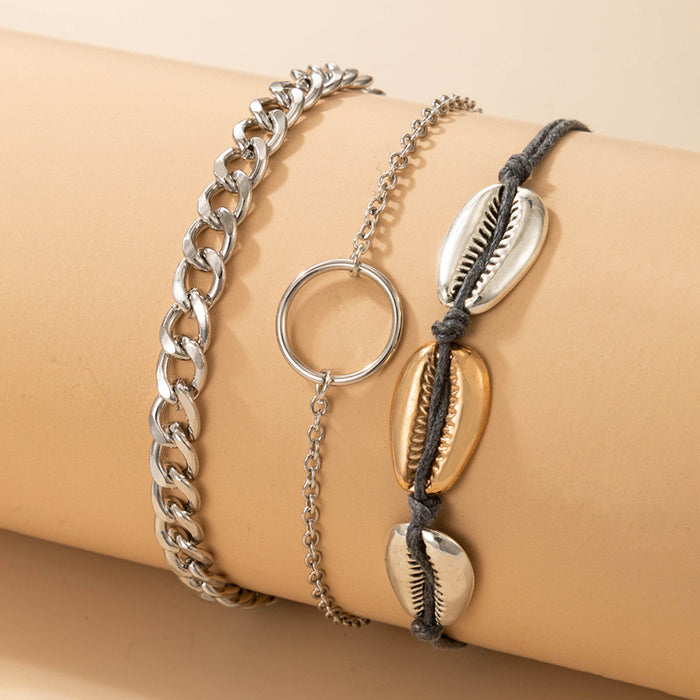 Cold Wind Beach Metal Shell Bracelet - Ins Style Bracelet Three-Piece Set