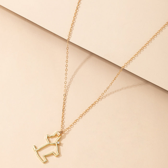 Minimalist Diamond Dog Single Layer Necklace with Geometric Irregular Hollow Design