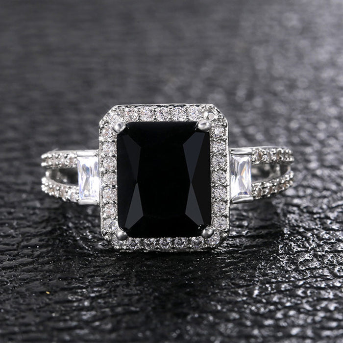 Black zircon ring for men