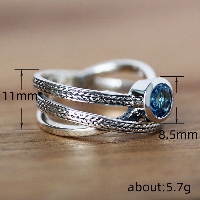 Luxurious three-layer overlapping ring cross design micro-inlaid index finger ring