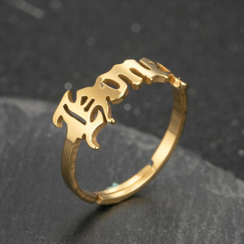Vintage English letter rings, wholesale of Honey open stainless steel rings