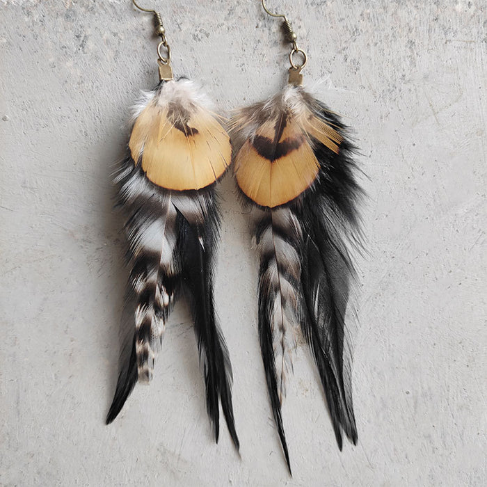 Western Vintage Feather Earrings with Bohemian Gift Style