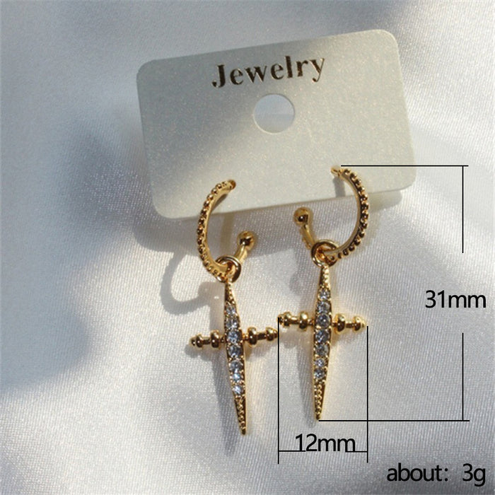 Zircon cross earrings for women