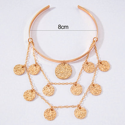 ethnic style metal chain tassel open arm chain arm bracelet