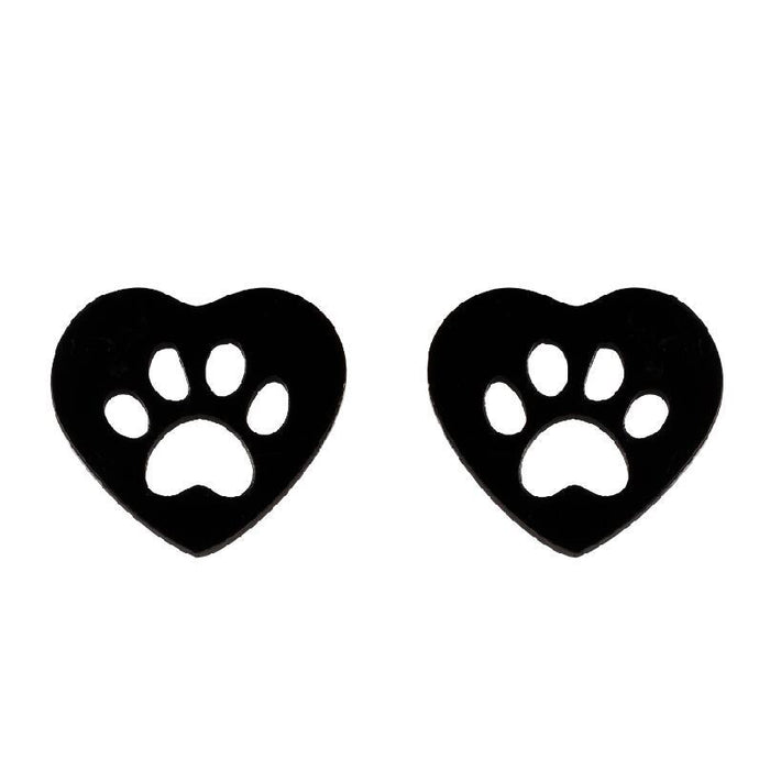 Bear Paw Stainless Steel Stud Earrings - Cute and Playful Animal Jewelry for Everyday Wear