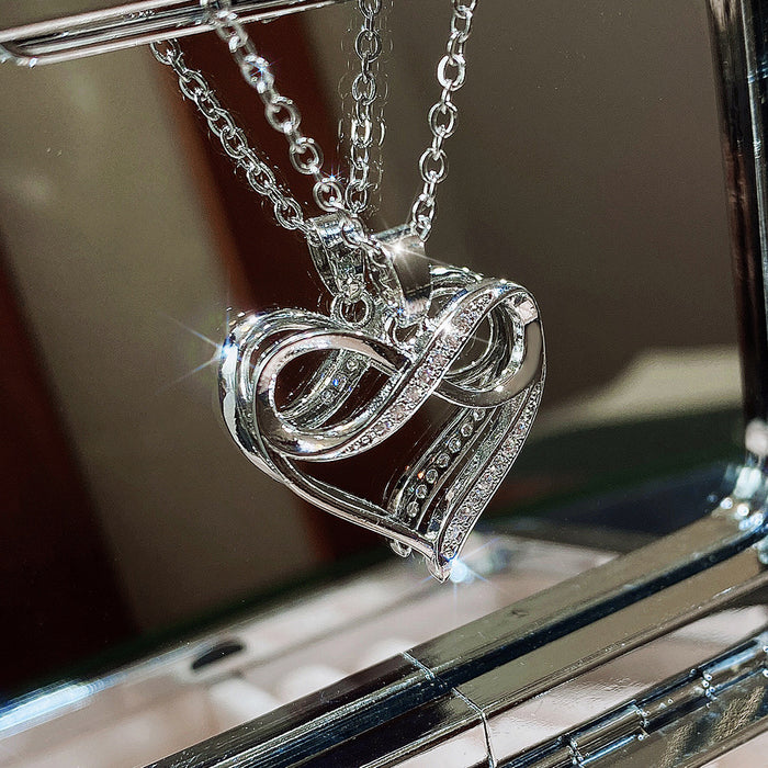 Light luxury style 8-shaped heart-shaped zircon women's clavicle necklace