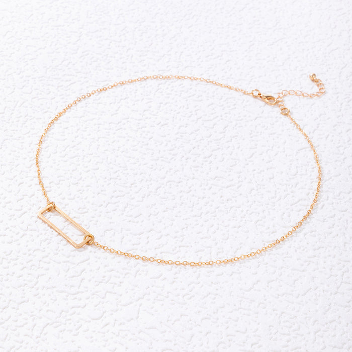 Geometric Chain Necklace - Minimalist Hip-Hop Style with Simple Line Design