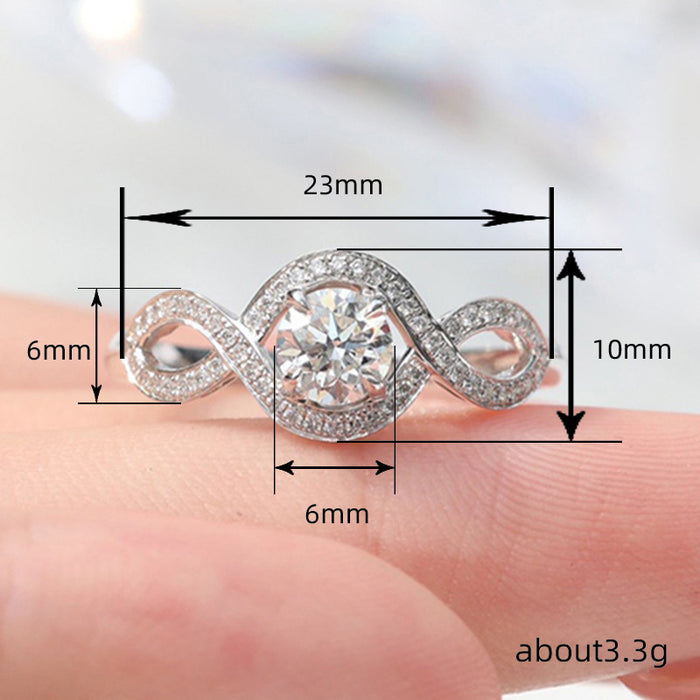 Micro-inlaid four-claw luxury zircon ring for girls