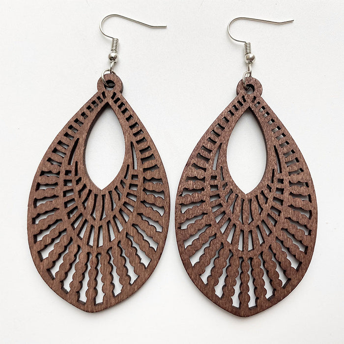 Wooden hollow earrings