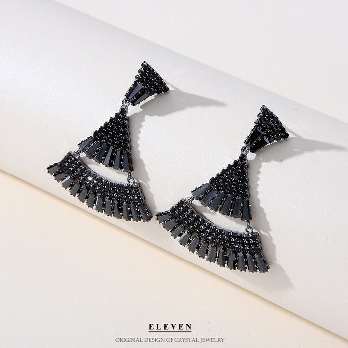 Exquisitos pendientes en forma de abanico: colgantes de diamantes de imitación vintage para un estilo elegante