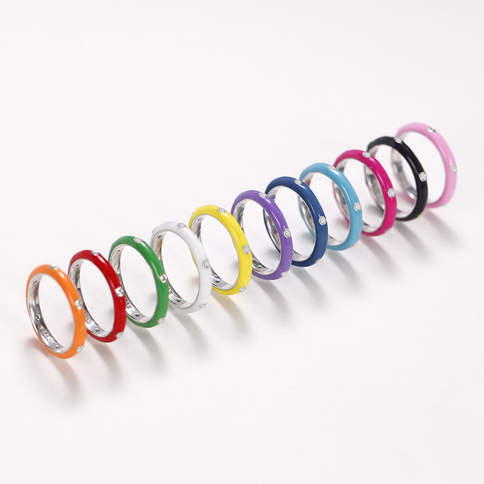 Anillo de gota de aceite de color arcoíris, anillo de circón minimalista y versátil