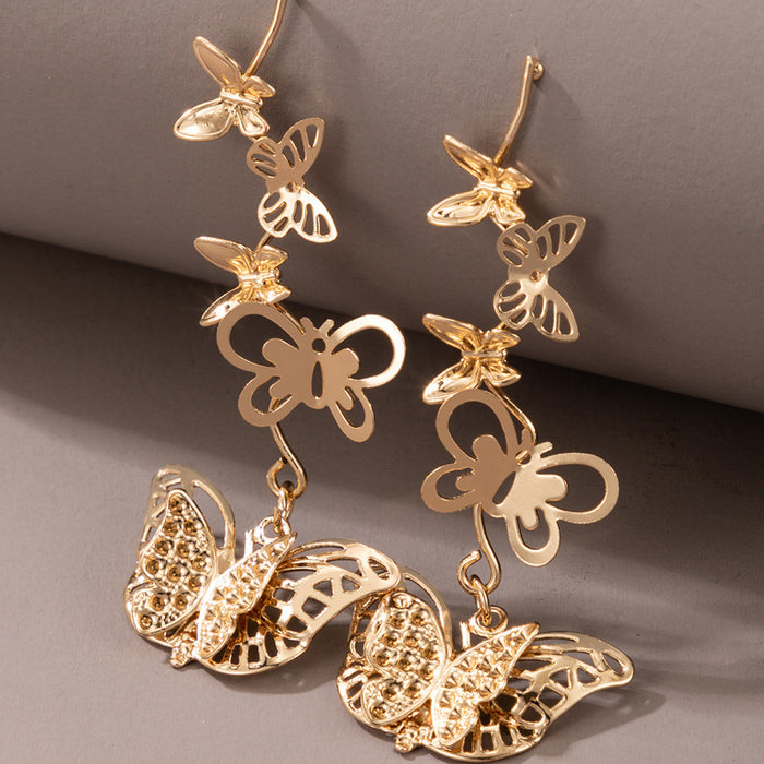 Butterfly element long commuter heavy metal earrings