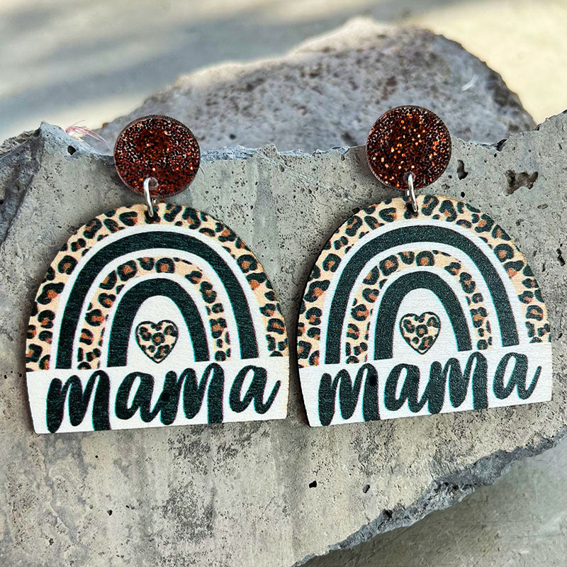 Wooden Mother Bear Earrings - wallojewerly 