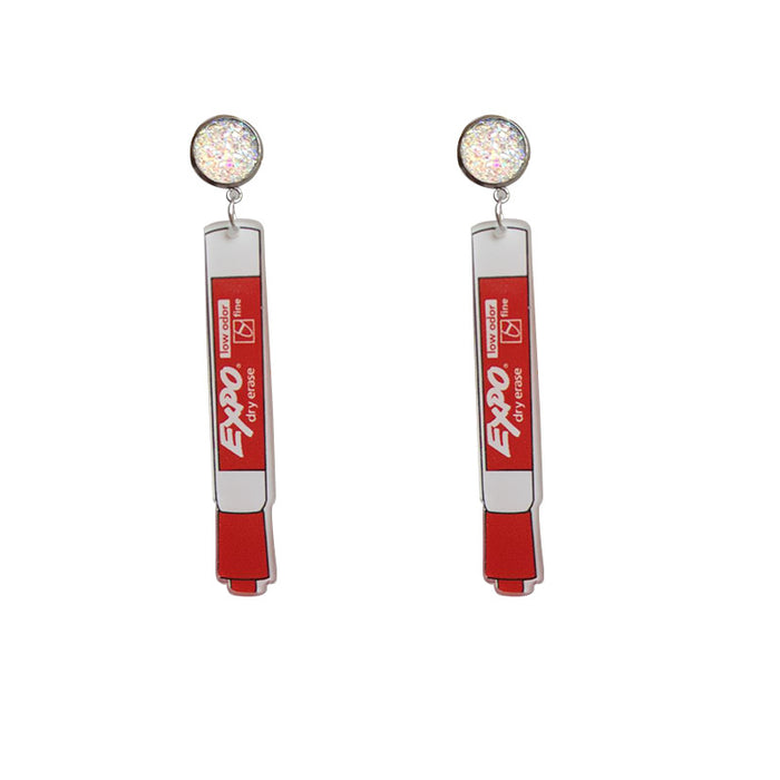 Color whiteboard pen acrylic earrings - wallojewerly 