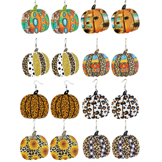 Pendientes de cuero de la colección Pumpkin Fall para Halloween y Acción de Gracias