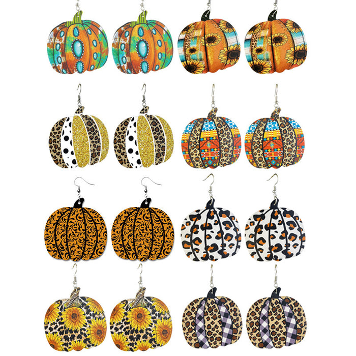 Pumpkin Fall Collection Leather Earrings for Halloween and Thanksgiving