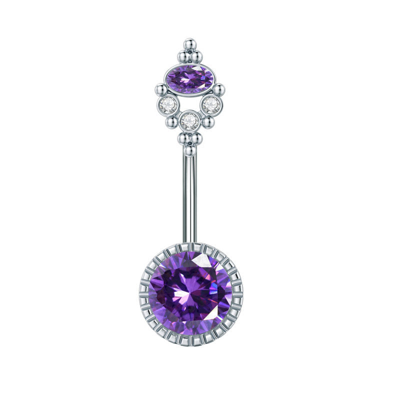 Purple Stainless Steel Butterfly Curved Barbells for Navel - wallojewerly 