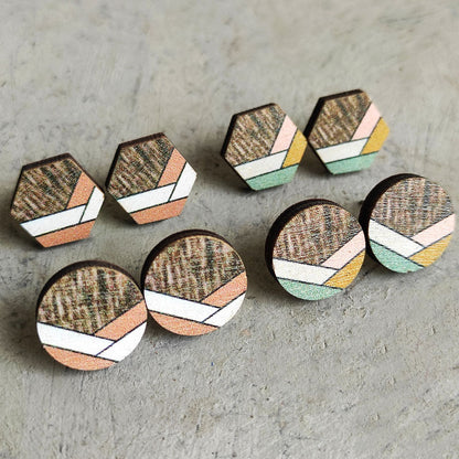 Wooden geometric earrings