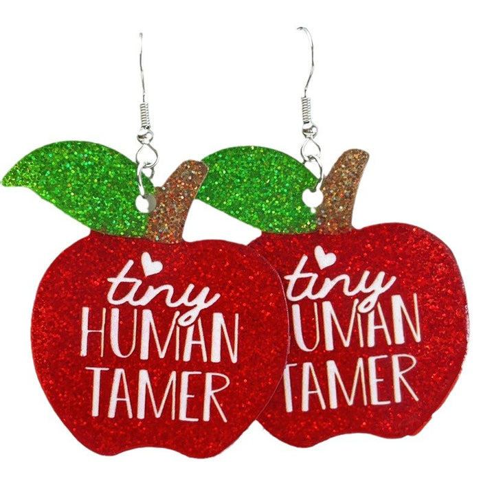 School Elements Acrylic Apple Earrings - wallojewerly 