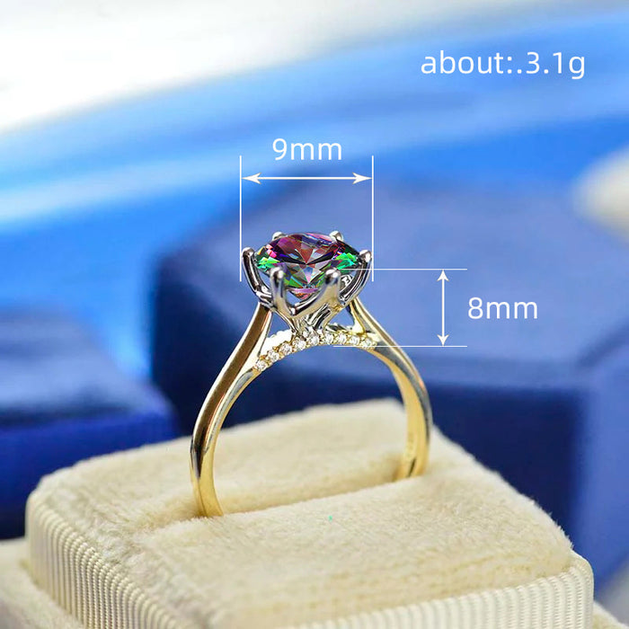 Colorful six-claw ring, all-match bride's daily index finger ring