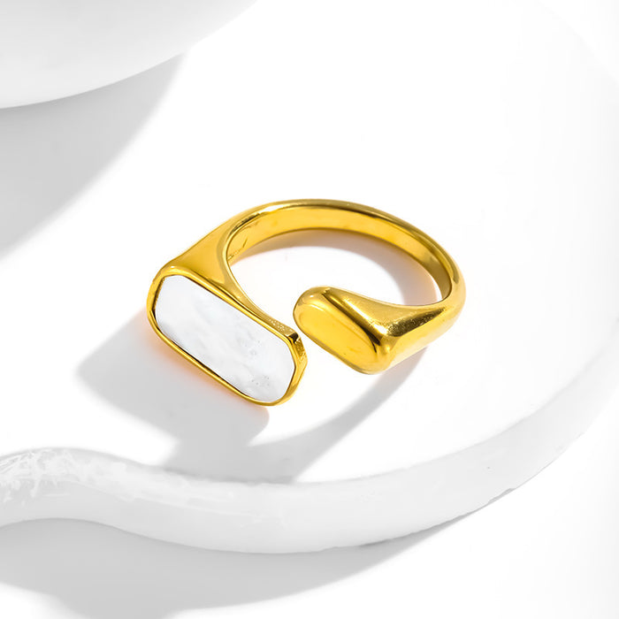 Wholesale white seashell titanium steel open rings