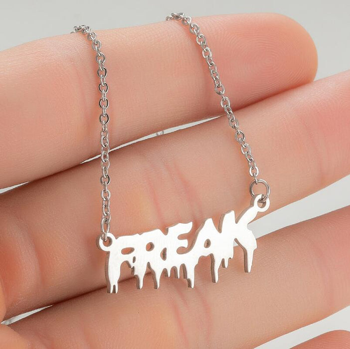 FREAK letter necklace, European and American stainless steel niche design clavicle chain ins accessories wholesale