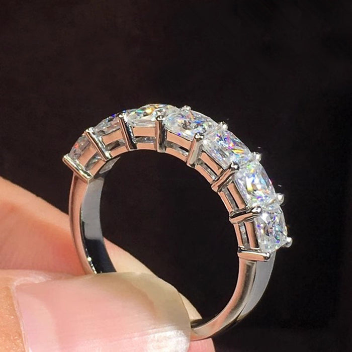 Geometric ring with zircon wedding ring