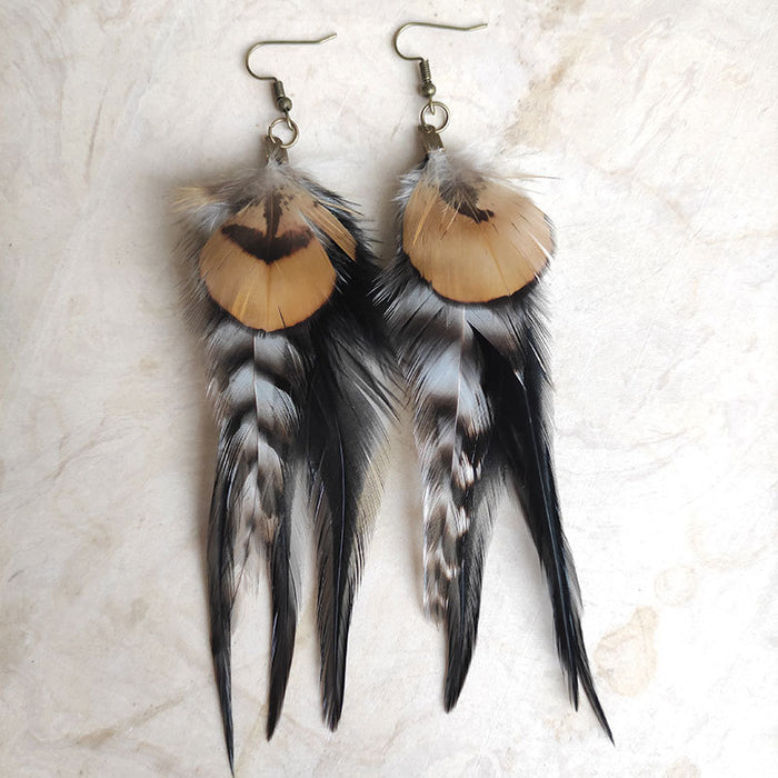 Western Vintage Feather Earrings with Bohemian Gift Style