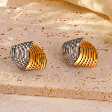 Versatile stainless steel crescent earrings for women 3 pairs set simple titanium steel