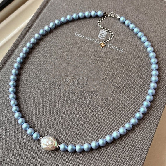 Wholesale Baroque-Shaped Freshwater Pearl Blue Swarovski Pearl Necklace, Bracelet, and Earring Sets - wallojewerly 