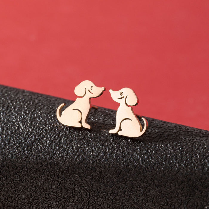 Dog Zodiac Stainless Steel Stud Earrings - Adorable and Playful Animal Jewelry