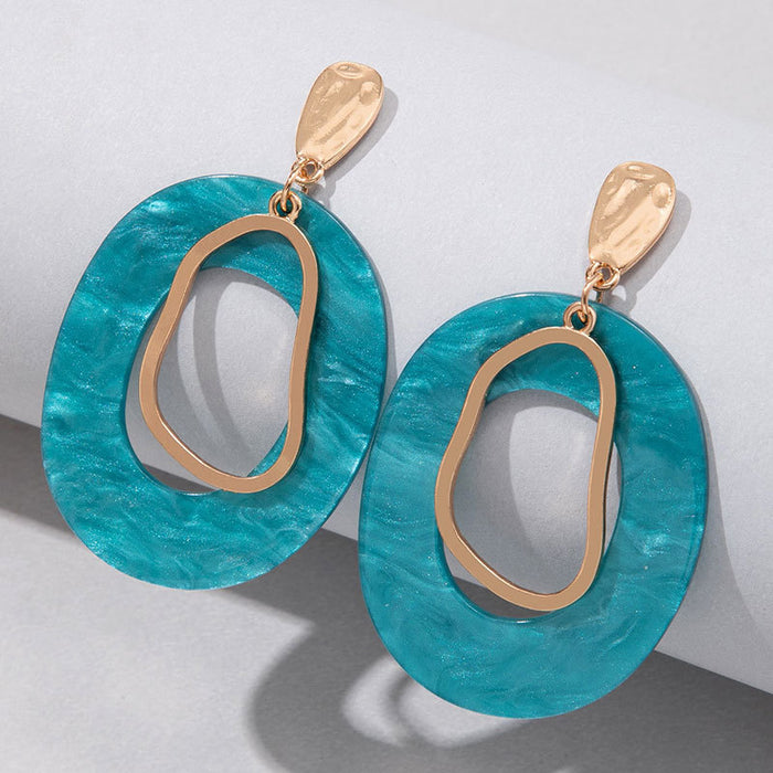 Japanese and Korean Hong Kong style temperament geometric earrings retro resin acrylic circle earrings for women