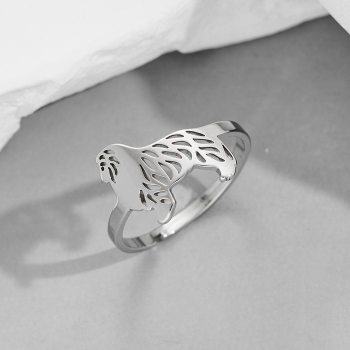 Cute pet puppy ring, simple stainless steel open animal ring wholesale