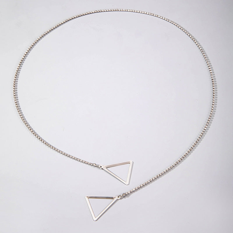 Simple alloy triangle hollow geometric body chain surface decoration