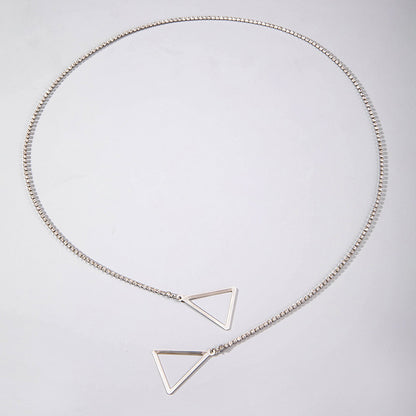 Simple alloy triangle hollow geometric body chain surface decoration