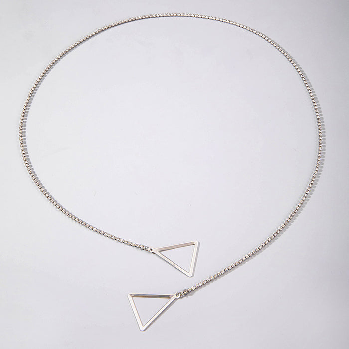 Simple alloy triangle hollow geometric body chain surface decoration