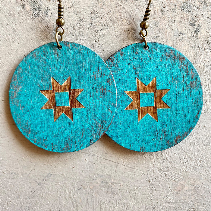 Wooden sun earrings