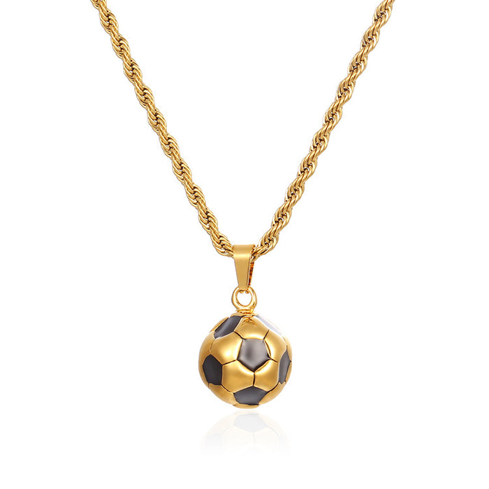 Football pendant necklace, European and American titanium steel creative sports jewelry